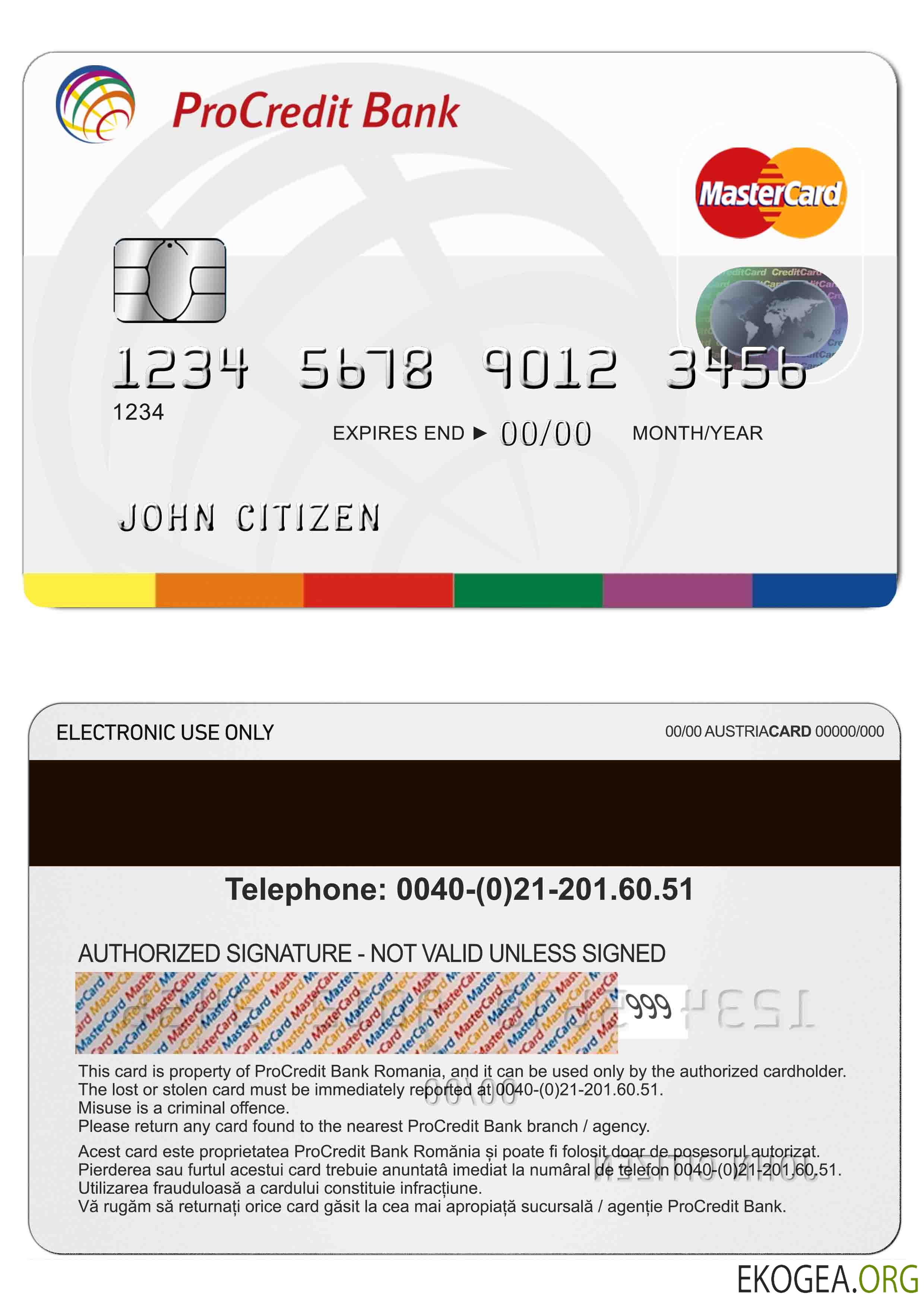 Roumanie ProCredit MasterCard template Roumanie ProCredit MasterCard template